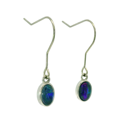 Triplet Opal Earrings set in Stainless Steel - Multicolour