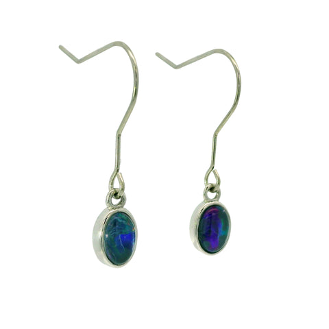 Triplet Opal Earrings set in Stainless Steel - Multicolour