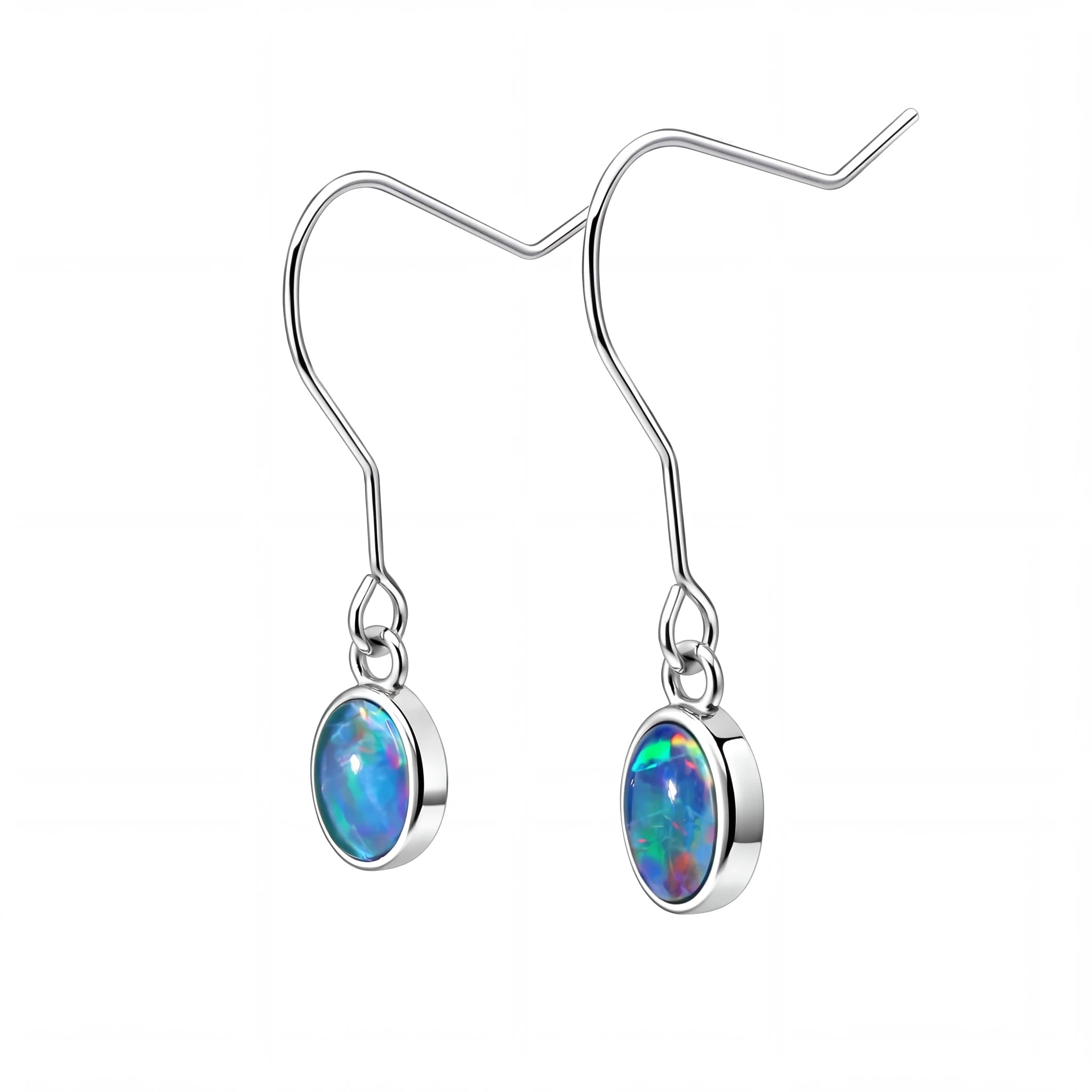Triplet Opal Earrings set in Stainless Steel - Multicolour - Australian Opal Cutters and Pearl Divers