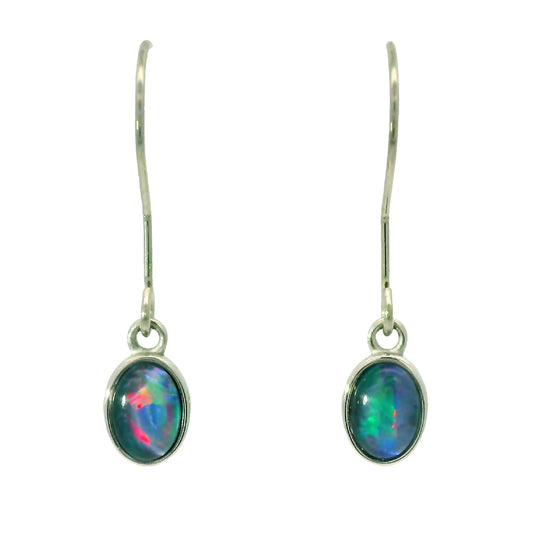 Triplet Opal Earrings set in Stainless Steel - Multicolour