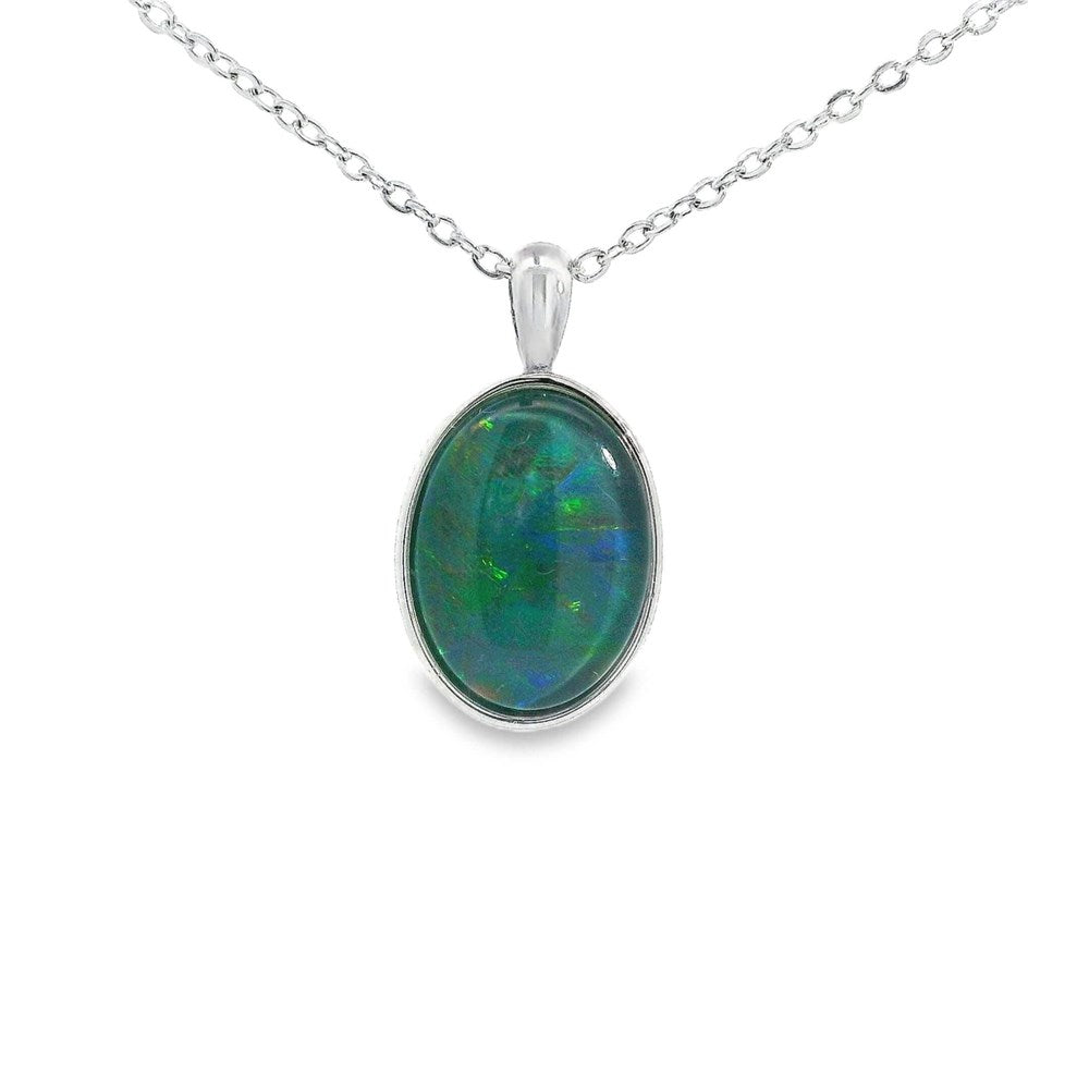 Australian Opal Triplet Pendant set in Stainless Steel