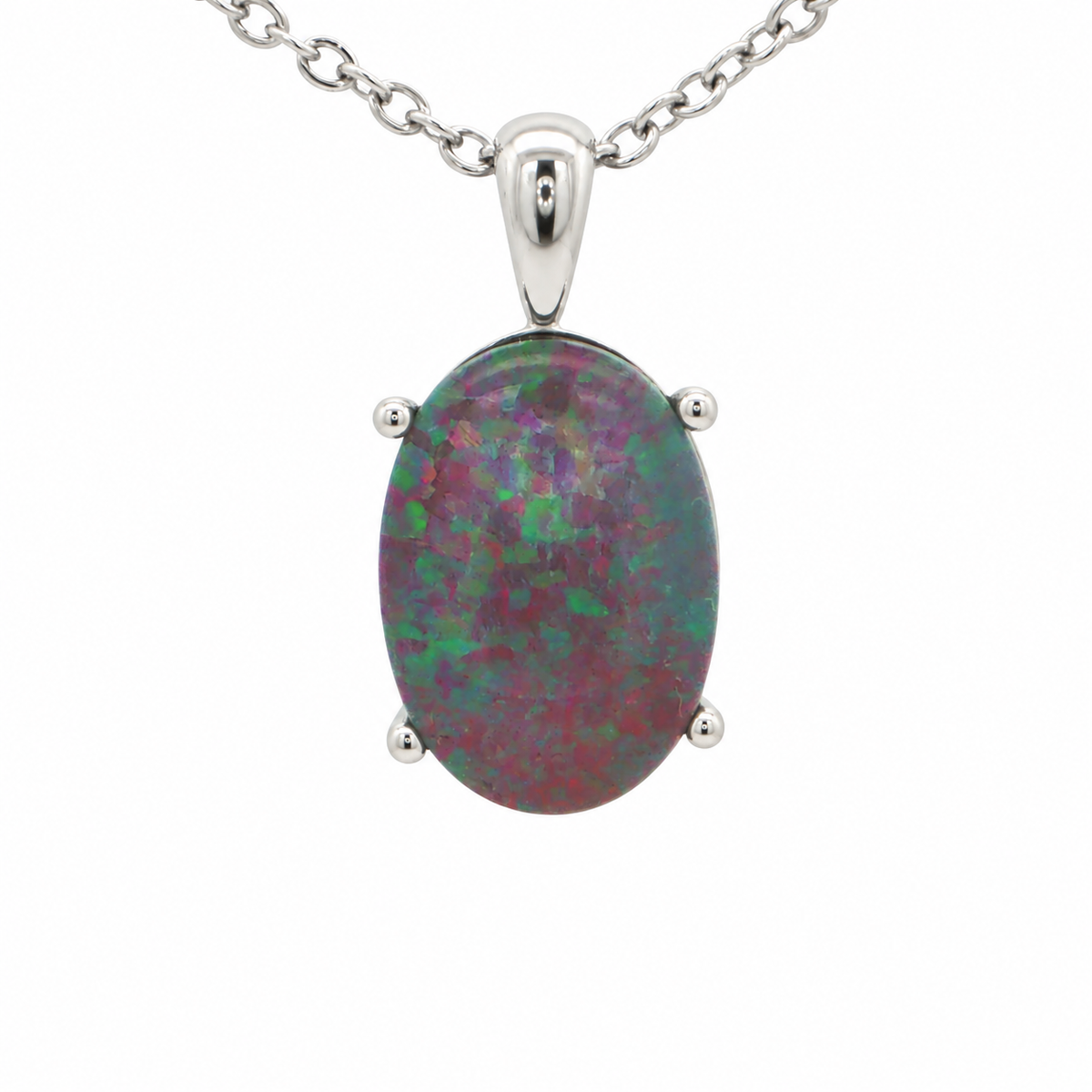 Australian Triplet Opal Pendant set in Stainless Steel - Multicolour