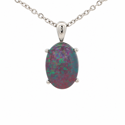 Australian Triplet Opal Pendant set in Stainless Steel - Multicolour