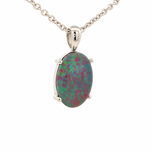 Australian Triplet Opal Pendant set in Stainless Steel - Multicolour