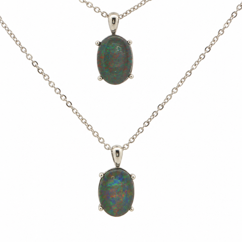 Australian Triplet Opal Pendant set in Stainless Steel - Multicolour