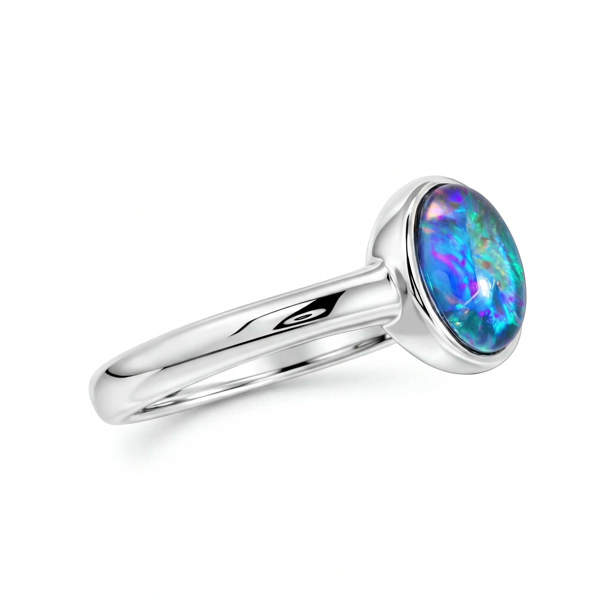 Triplet Opal Ring in Stainless Steel - Multicolour - Australian Opal Cutters and Pearl Divers
