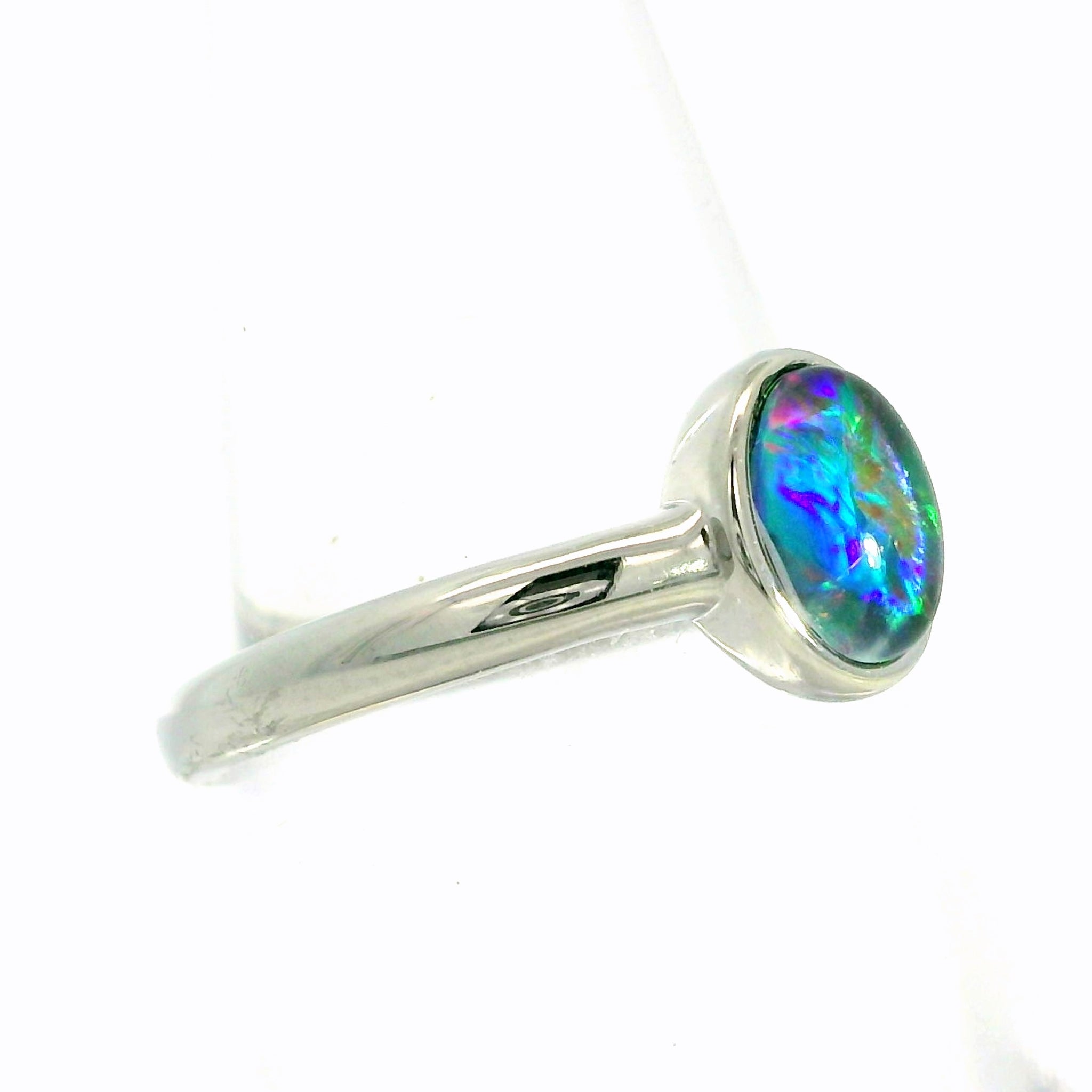 Triplet Opal Ring in Stainless Steel - Multicolour