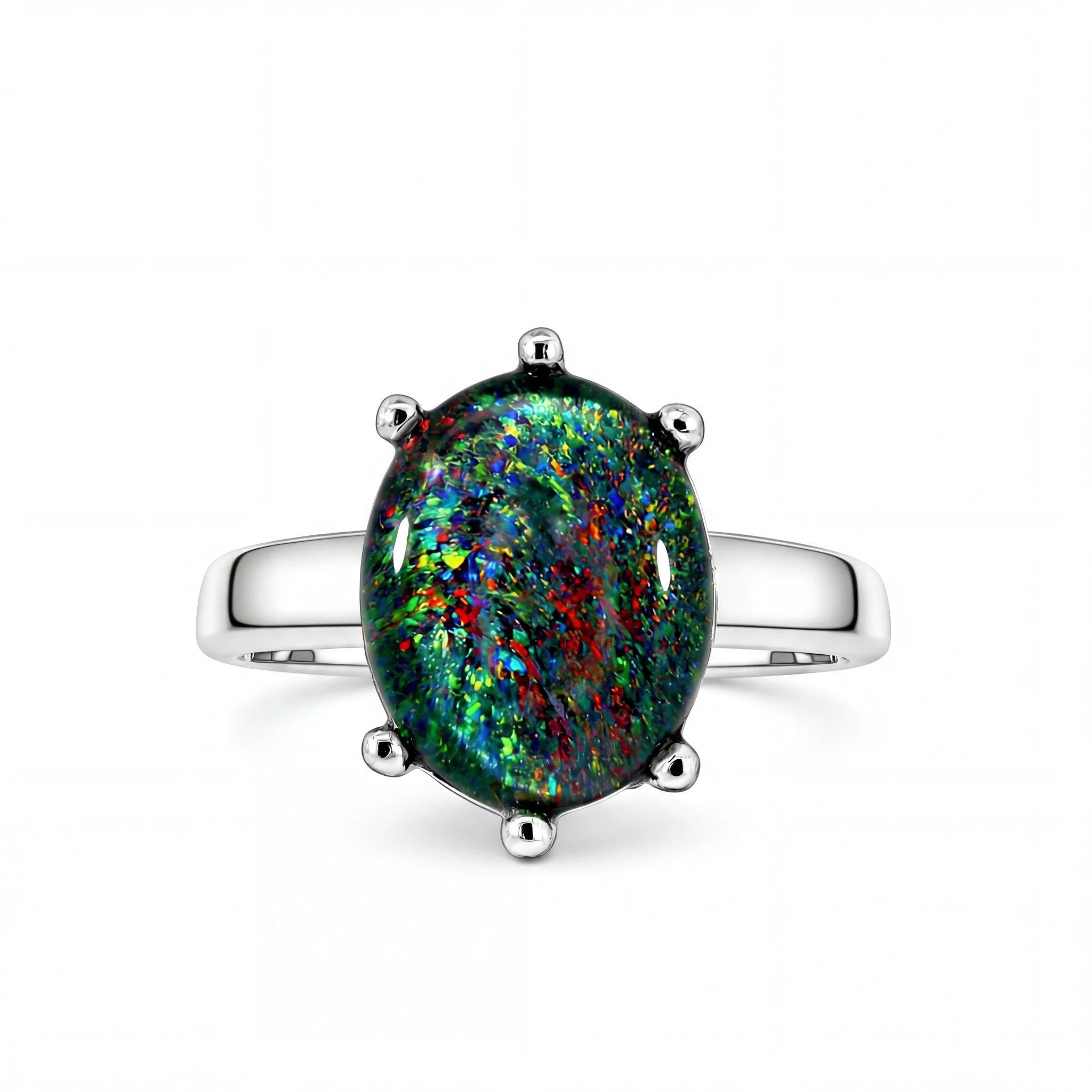 Triplet Opal Ring in Stainless Steel - Multicolour - Australian Opal Cutters and Pearl Divers