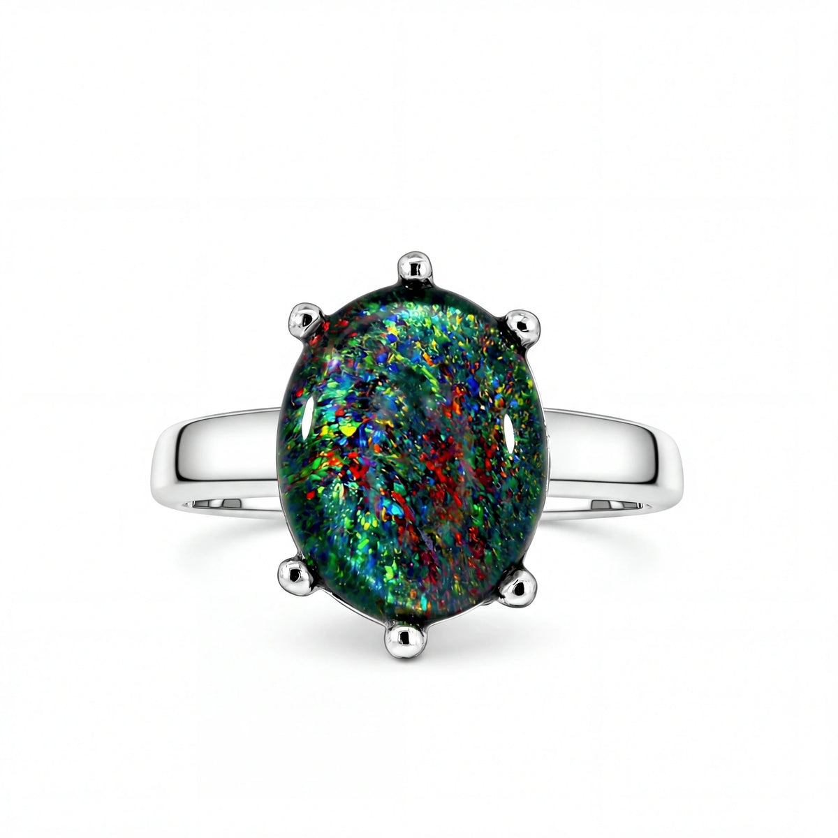 Triplet Opal Ring in Stainless Steel - Multicolour - Australian Opal Cutters and Pearl Divers