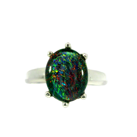 Triplet Opal Ring in Stainless Steel - Multicolour