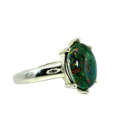 Triplet Opal Ring in Stainless Steel - Multicolour