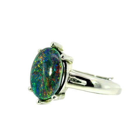 Triplet Opal Ring in Stainless Steel - Multicolour