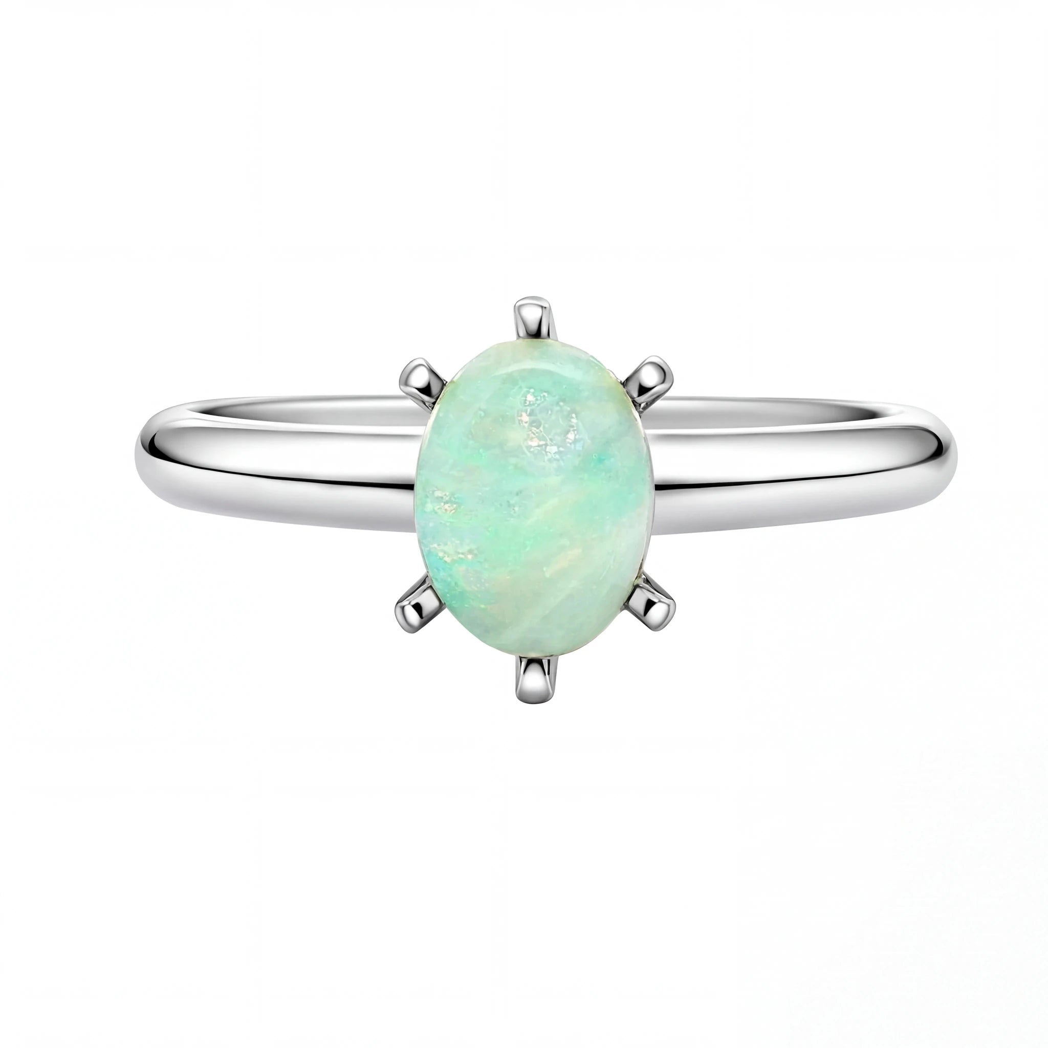 Light Opal Ring in Stainless Steel - Green-Blue - Australian Opal Cutters and Pearl Divers