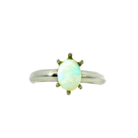 Light Opal Ring in Stainless Steel - Green-Blue