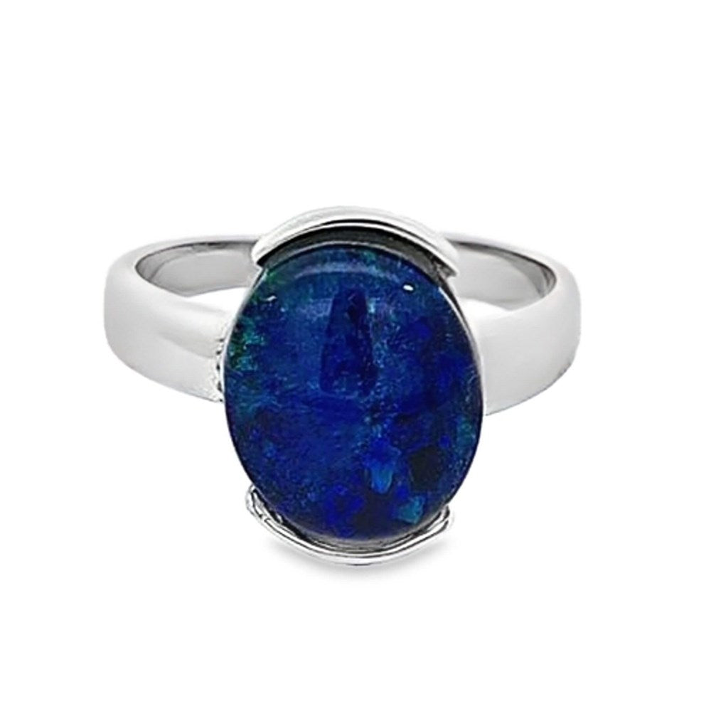 Australian Opal Triplet Ring set in Stainless Steel