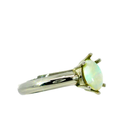 Light Opal Ring in Stainless Steel - Green-Blue