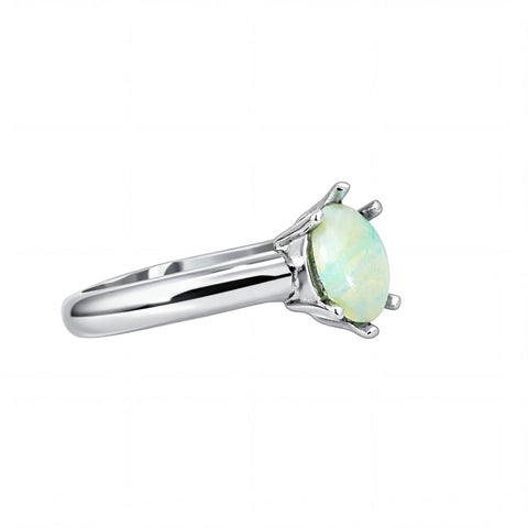 Light Opal Ring in Stainless Steel - Green-Blue - Australian Opal Cutters and Pearl Divers