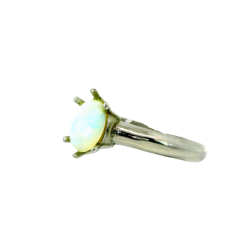 Light Opal Ring in Stainless Steel - Green-Blue