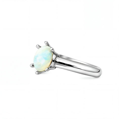 Light Opal Ring in Stainless Steel - Green-Blue - Australian Opal Cutters and Pearl Divers