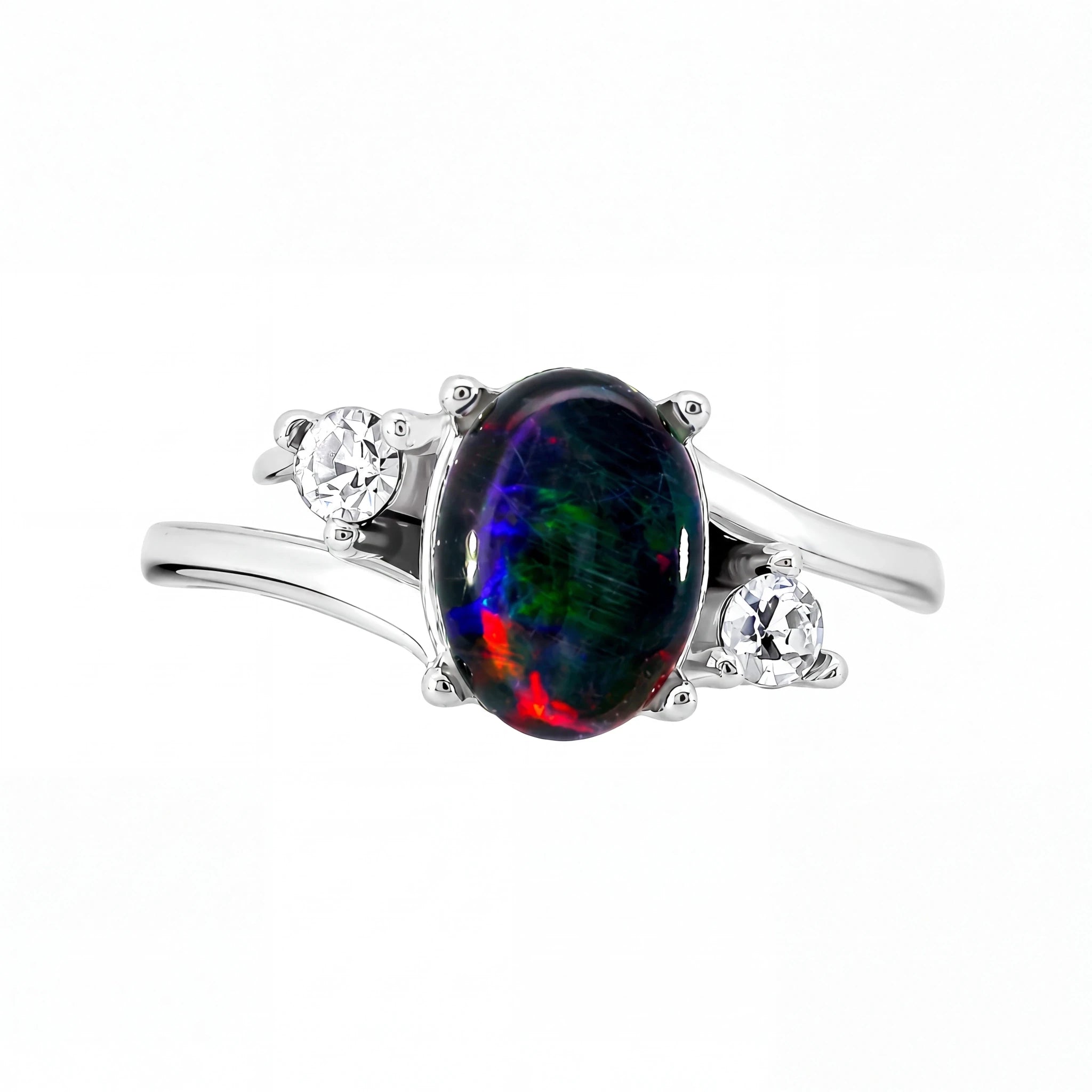 Triplet Opal Ring in Stainless Steel - Multicolour - Australian Opal Cutters and Pearl Divers
