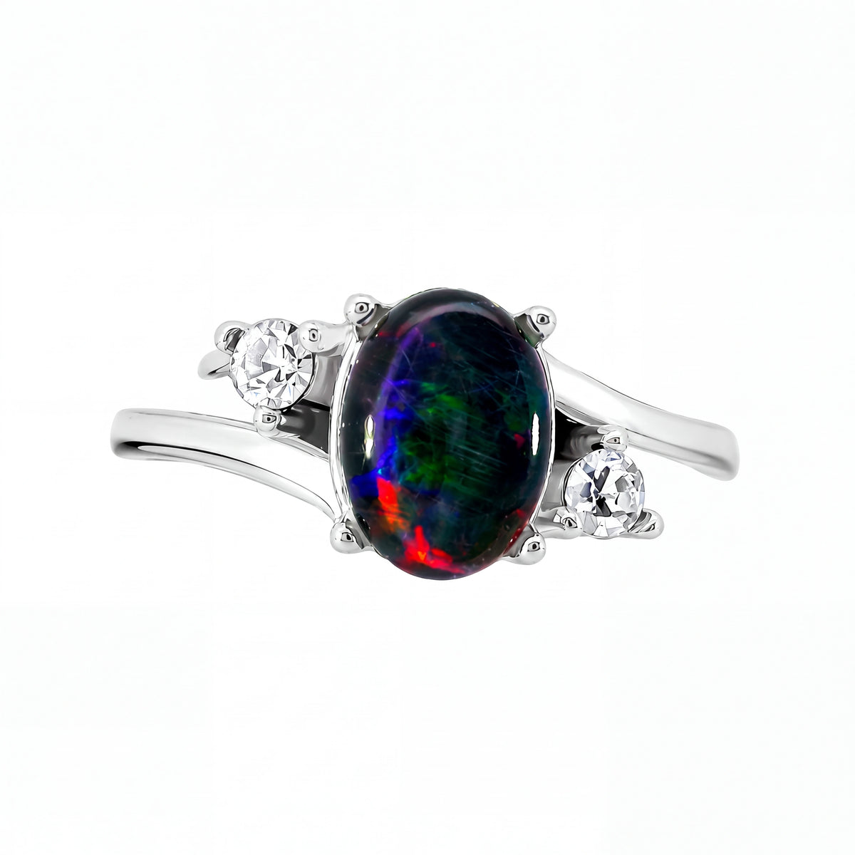 Triplet Opal Ring in Stainless Steel - Multicolour