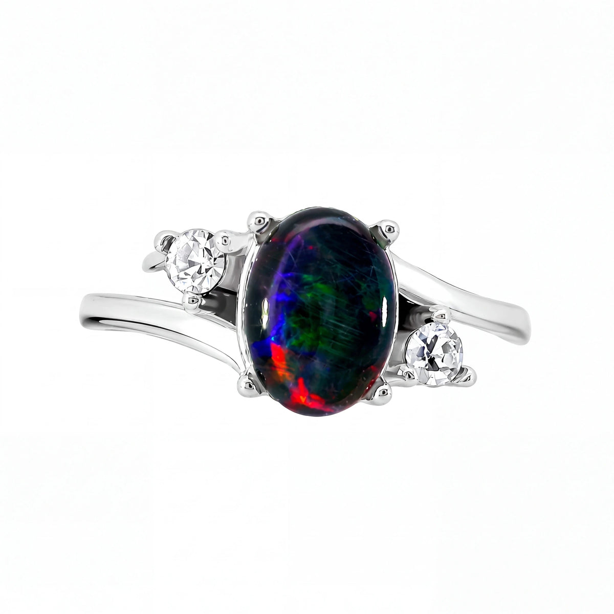 Triplet Opal Ring in Stainless Steel - Multicolour - Australian Opal Cutters and Pearl Divers