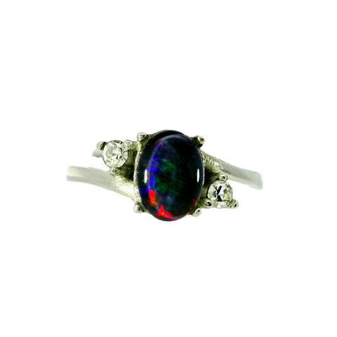 Triplet Opal Ring in Stainless Steel - Multicolour