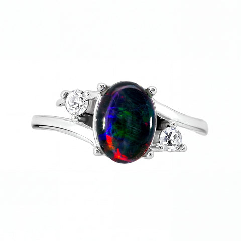 Triplet Opal Ring in Stainless Steel - Multicolour - Australian Opal Cutters and Pearl Divers