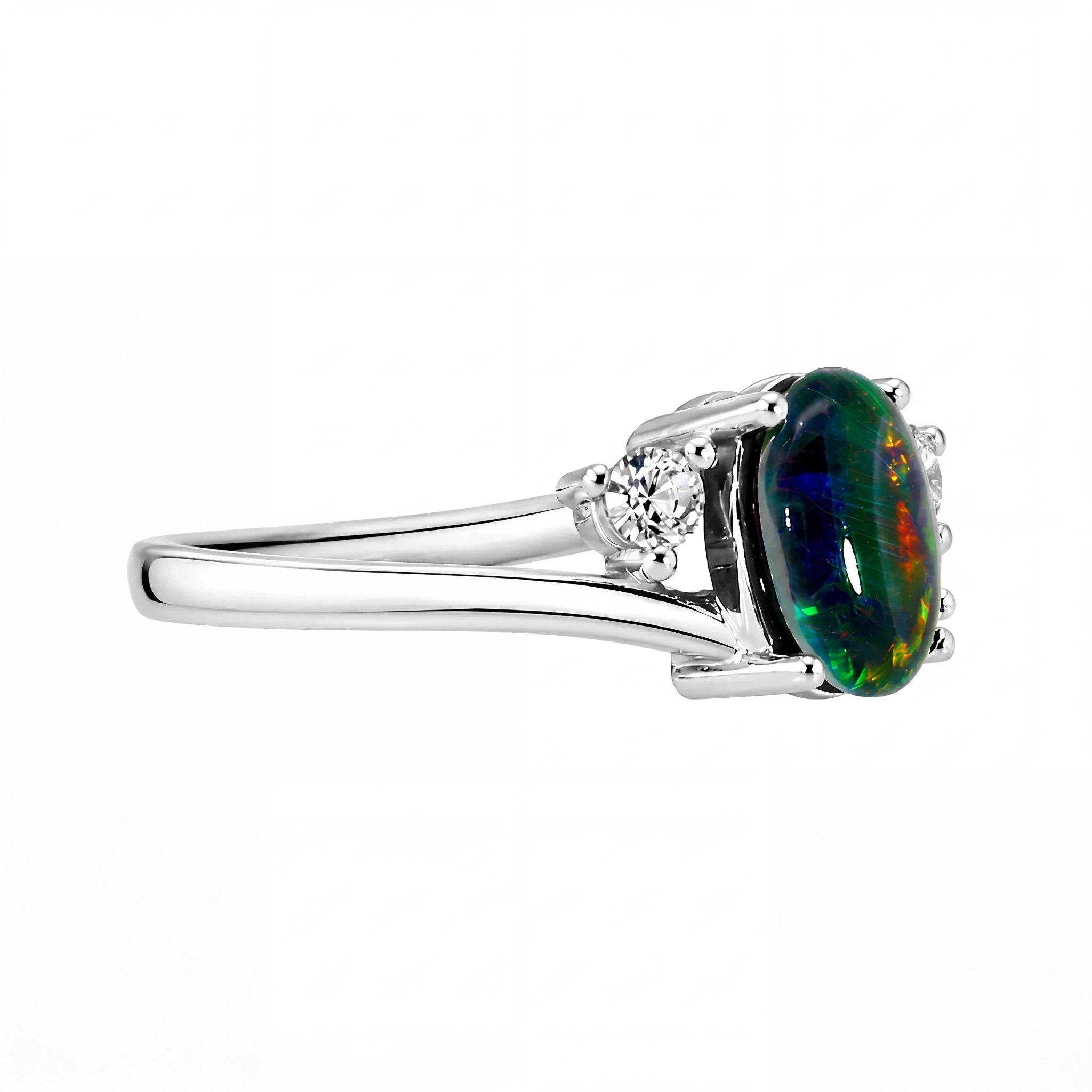 Triplet Opal Ring in Stainless Steel - Multicolour - Australian Opal Cutters and Pearl Divers