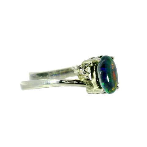 Triplet Opal Ring in Stainless Steel - Multicolour