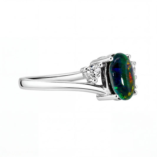 Triplet Opal Ring in Stainless Steel - Multicolour - Australian Opal Cutters and Pearl Divers