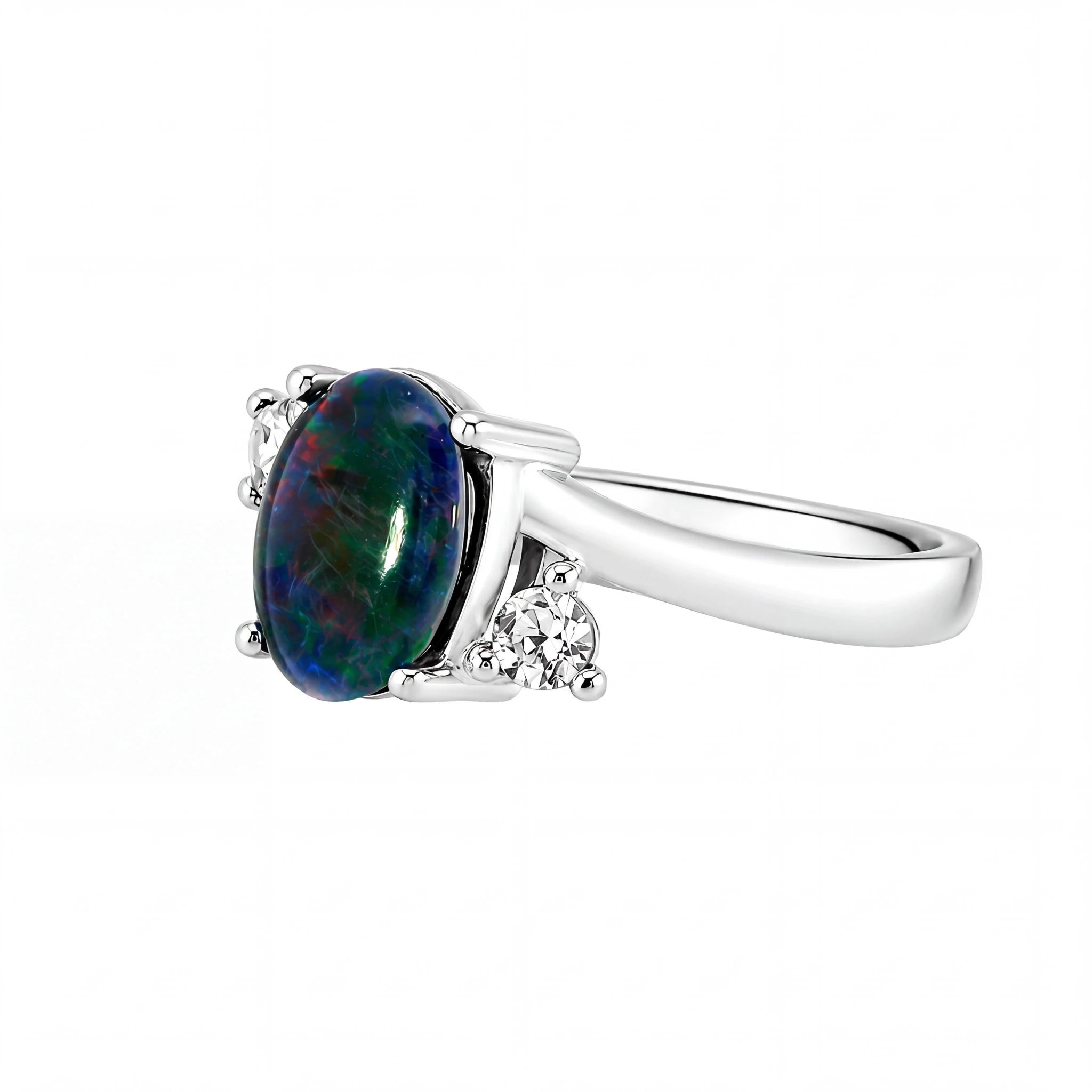 Triplet Opal Ring in Stainless Steel - Multicolour - Australian Opal Cutters and Pearl Divers