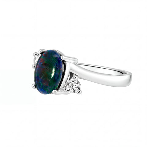 Triplet Opal Ring in Stainless Steel - Multicolour