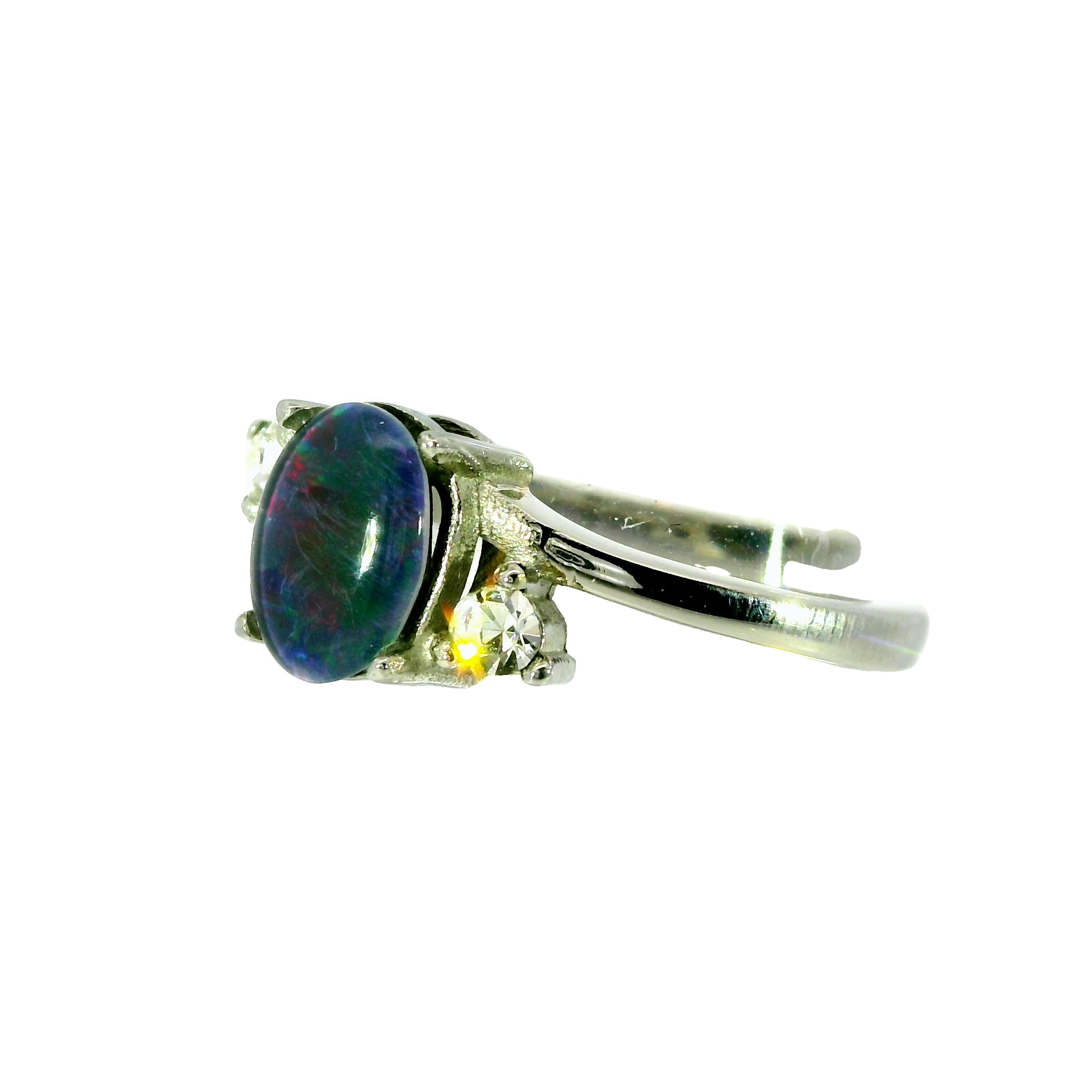 Triplet Opal Ring in Stainless Steel - Multicolour