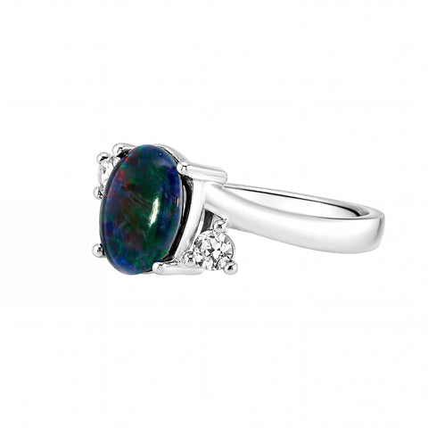 Triplet Opal Ring in Stainless Steel - Multicolour - Australian Opal Cutters and Pearl Divers