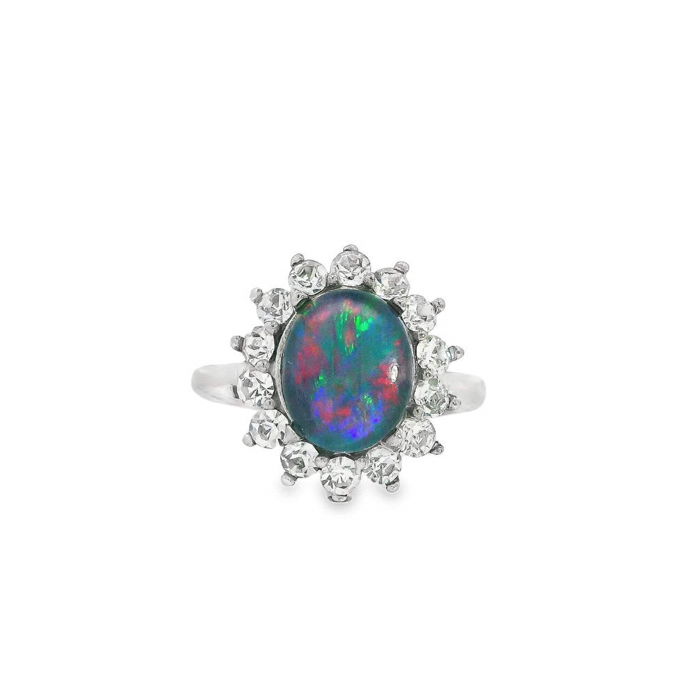 Australian Opal Triplet Ring set in Stainless Steel