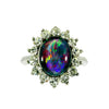 Triplet Opal Ring in Stainless Steel - Multicolour
