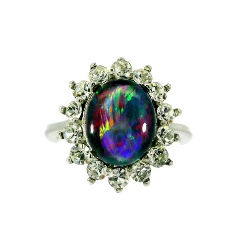 Triplet Opal Ring in Stainless Steel - Multicolour