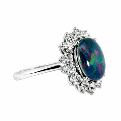 Triplet Opal Ring in Stainless Steel - Multicolour