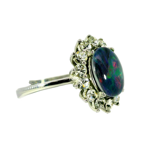 Triplet Opal Ring in Stainless Steel - Multicolour