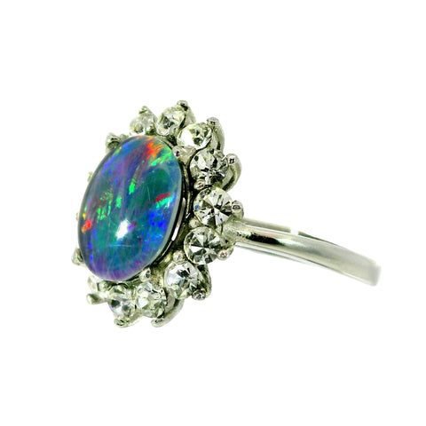 Triplet Opal Ring in Stainless Steel - Multicolour