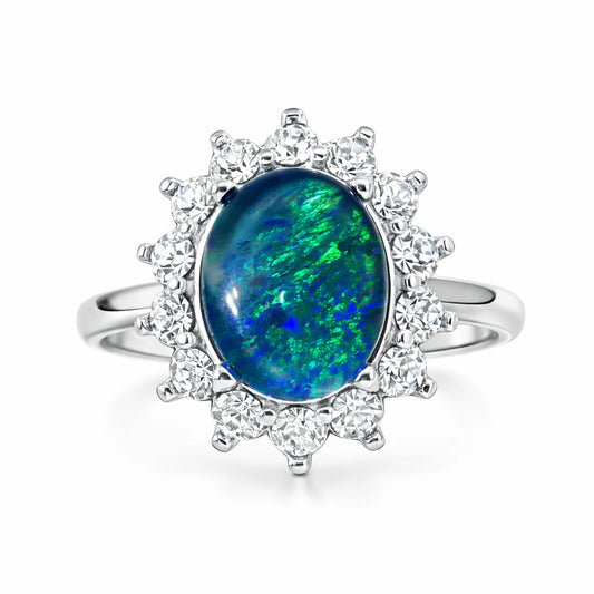 Triplet Opal Ring in Stainless Steel - Multicolour