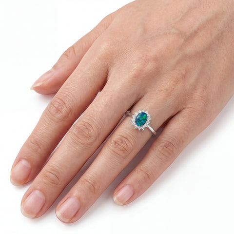 Triplet Opal Ring in Stainless Steel - Multicolour