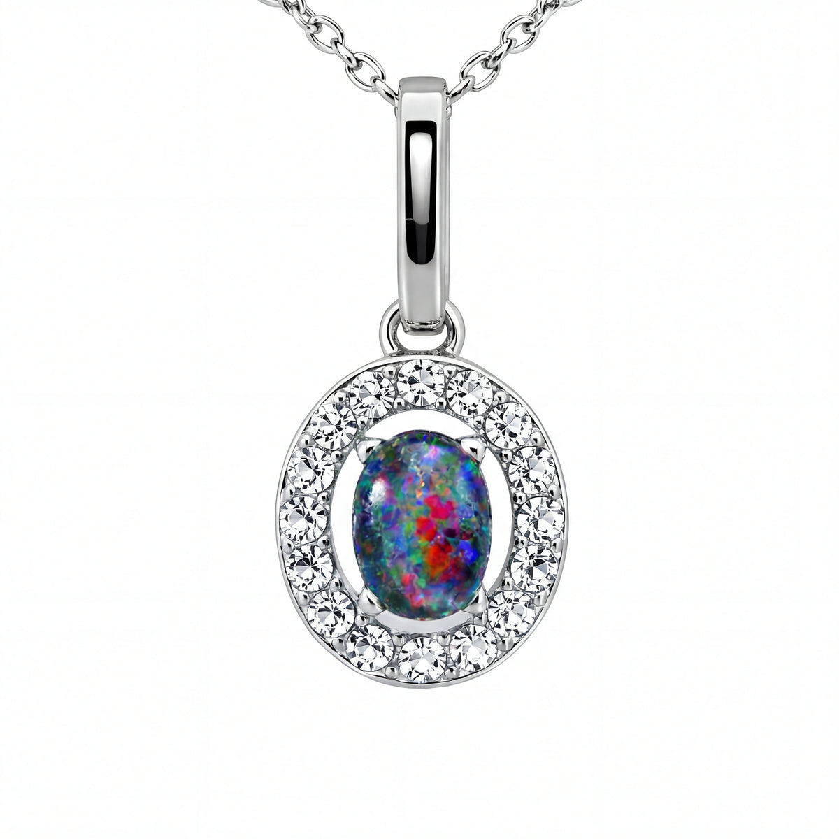 Triplet Opal Pendant in Stainless Steel