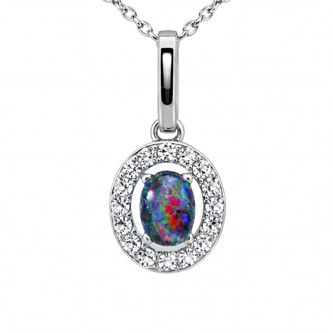 Triplet Opal Pendant in Stainless Steel