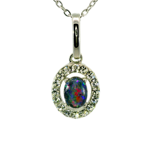 Triplet Opal Pendant in Stainles Steel - Multicolour