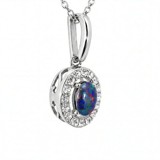 Triplet Opal Pendant in Stainless Steel