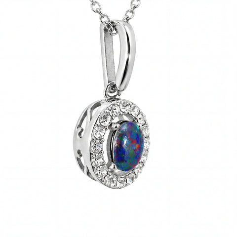 Triplet Opal Pendant in Stainless Steel