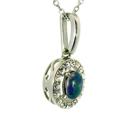 Triplet Opal Pendant in Stainles Steel - Multicolour