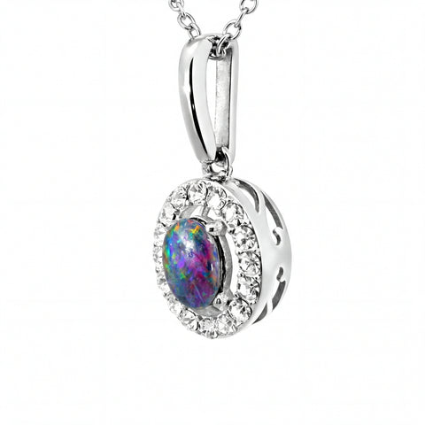 Triplet Opal Pendant in Stainless Steel